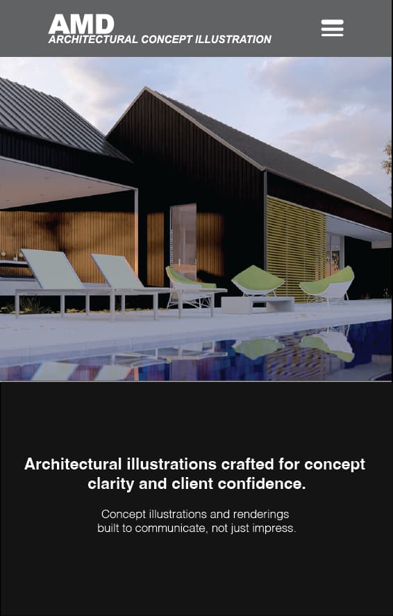 Mobile website created for AMD Architectural Concept Illustration
