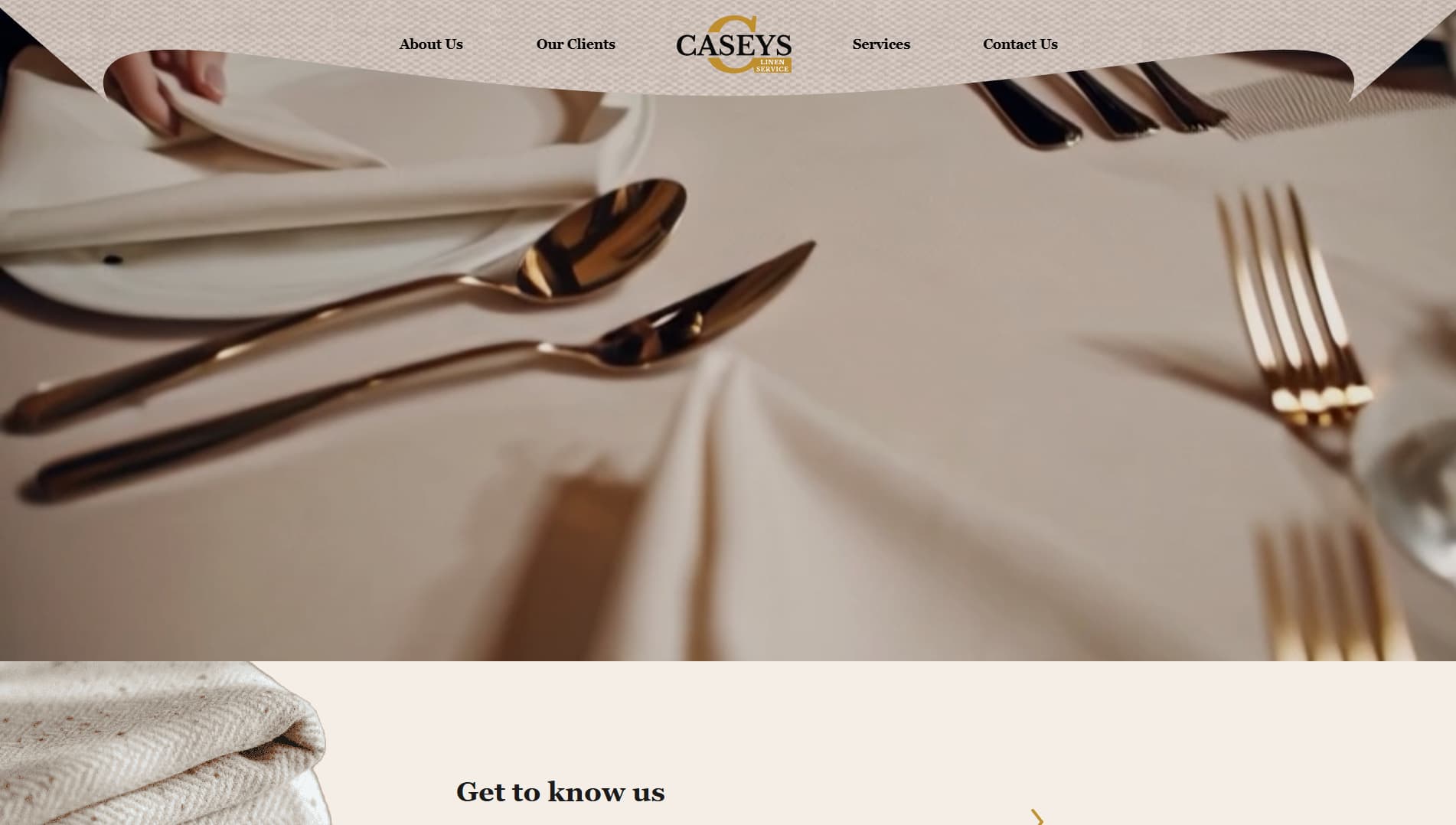 Casey's Linen Service website desktop homepage