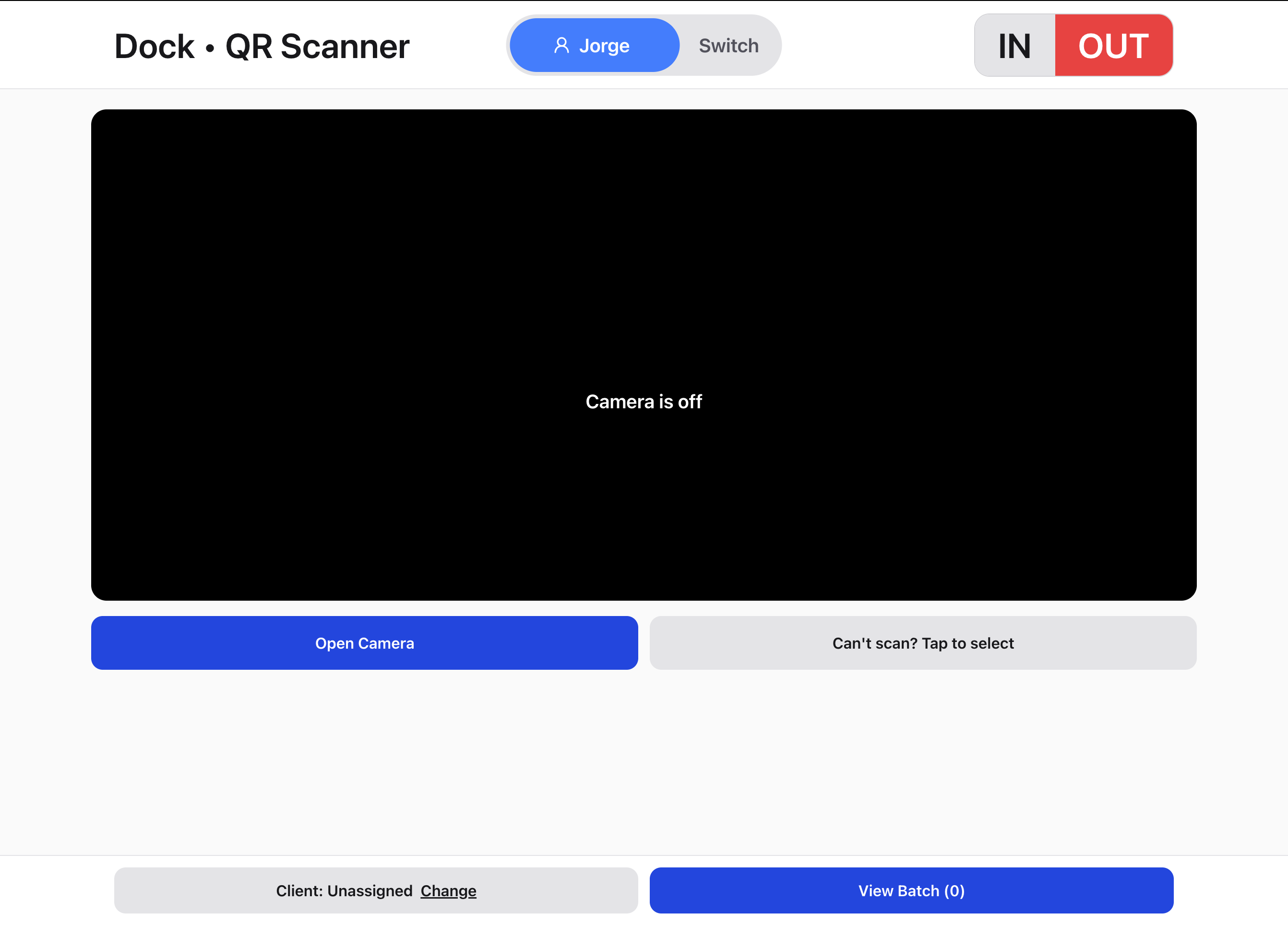 Casey's Linen Service dock QR scanner application